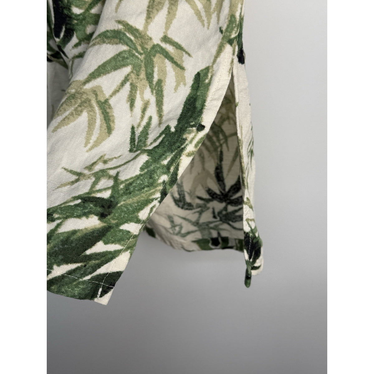 J. Jill Linen Rayon Bamboo Print Women’s Cropped Pants Side Slit L Petite