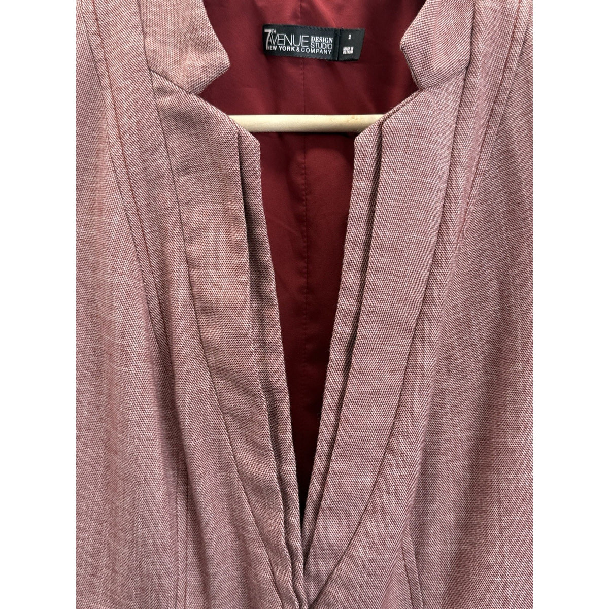 7th Avenue NY & Co Sleeveless Blazer Vest Womens 2 Red Career Dark Academia