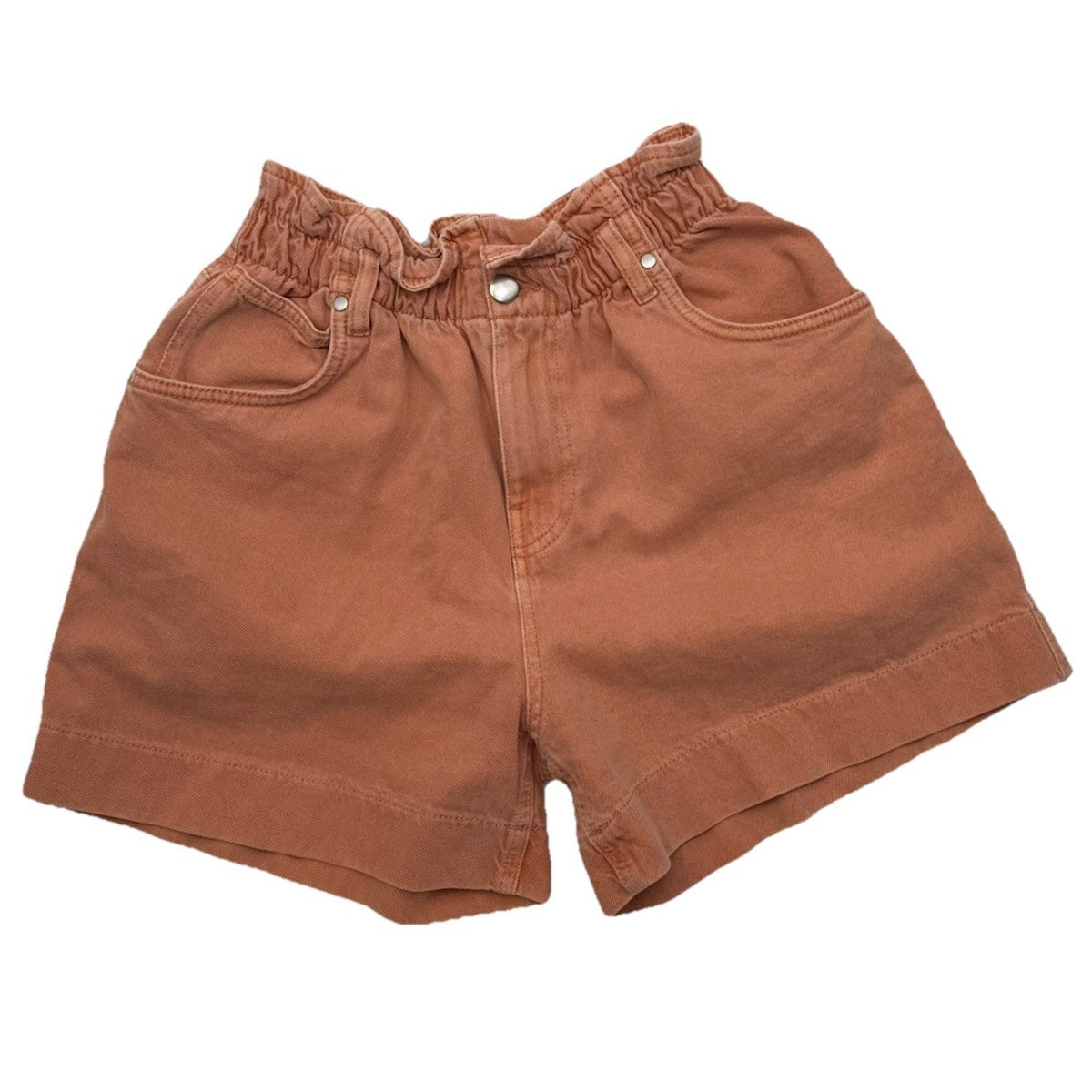 Forever 21 Paperbag Waist Denim Shorts Women US 26 Sz Small Peach High Rise Boho