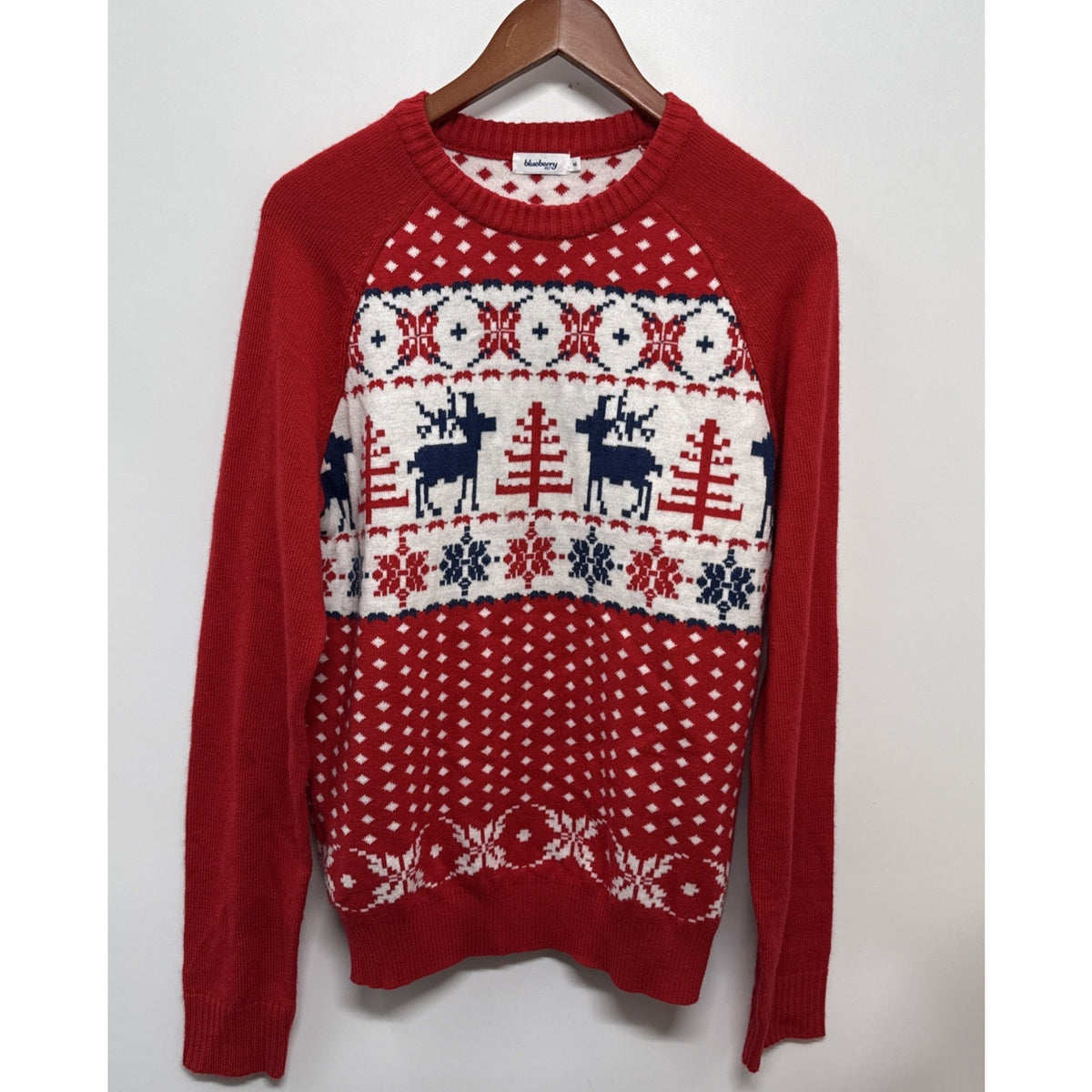 Blueberry Pet Family Women Christmas Sweater Size M Red/white