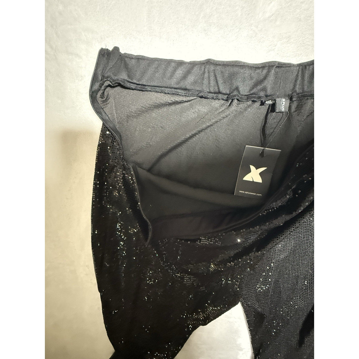 XPlusWear 4XL Black Sequin Ruched Pants Stretch Plus Size NWT Party Club