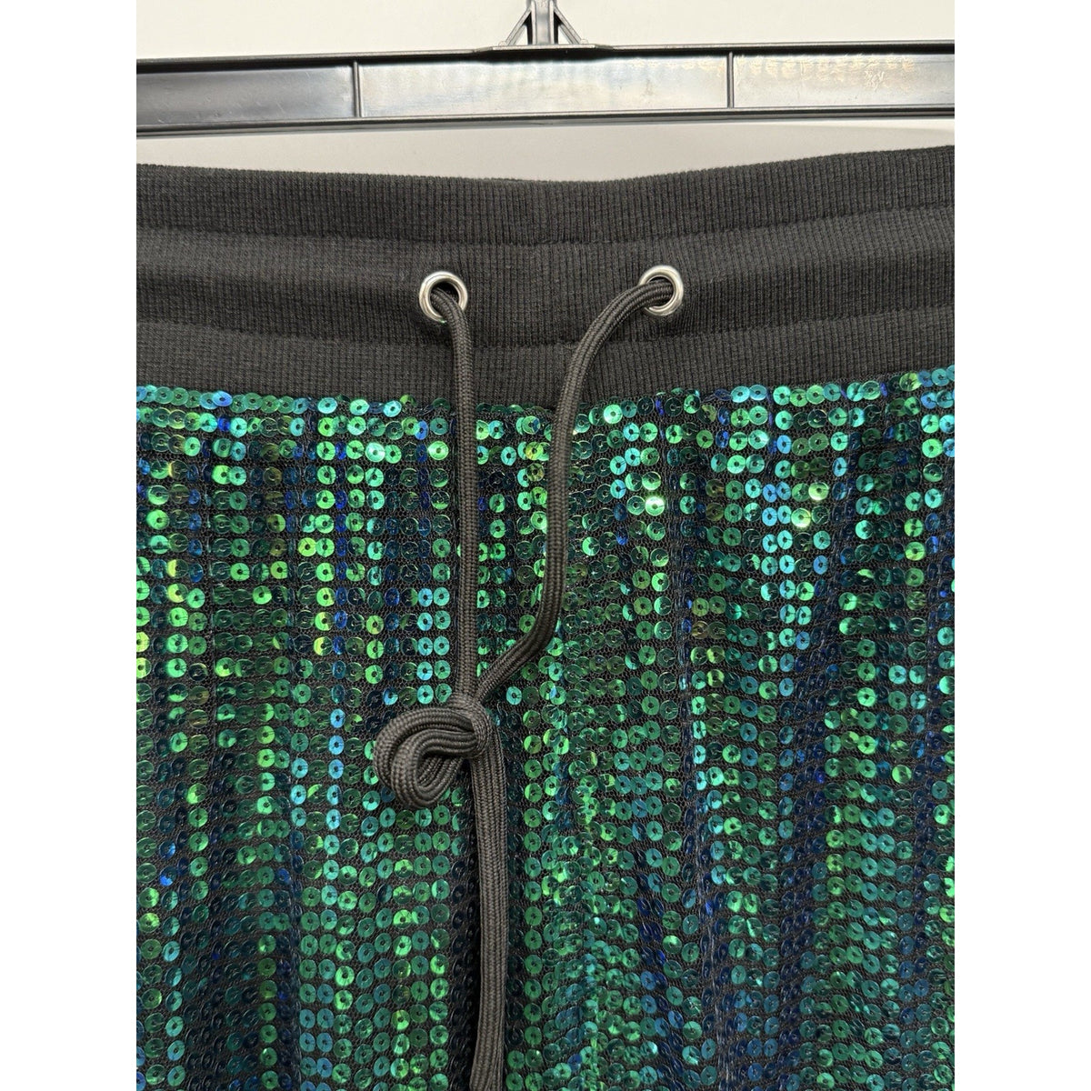 Ashley Stewart Sequin Jogger Pants Womens 18/20 Plus NWT Green Blue Sparkle