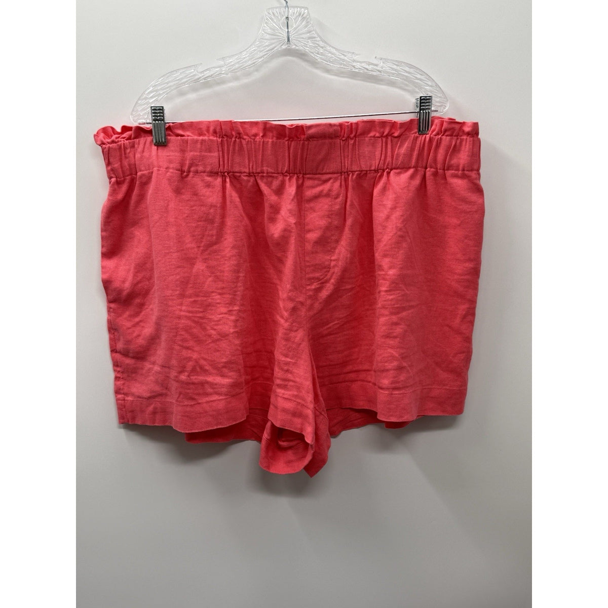 A New Day Linen Blend Shorts Womens 1X Coral Pink Pull On Elastic Waist Casual