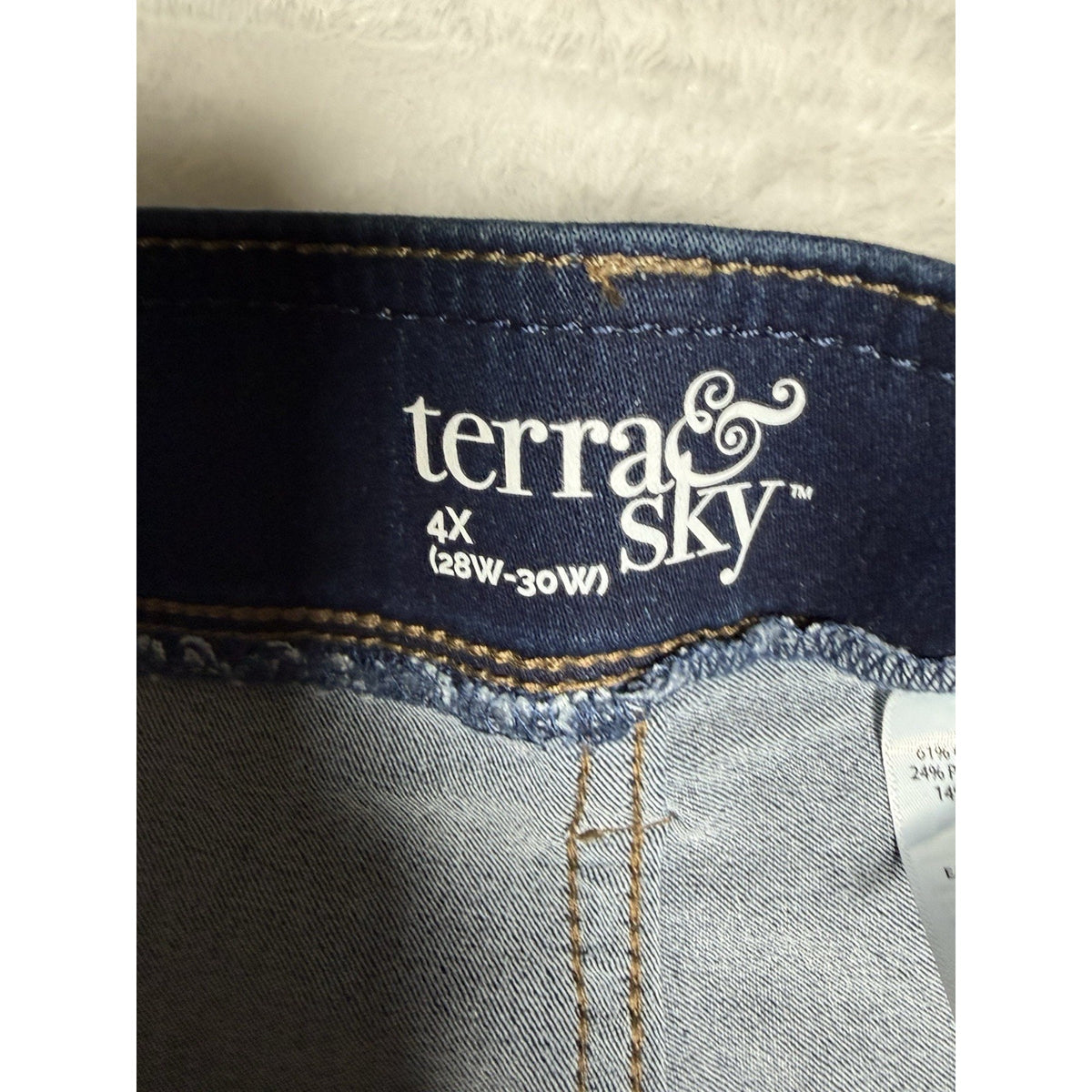 Terra & Sky High Rise Pull On Bootcut Jeans Womens 4X 28W-30W Blue Stretch Denim