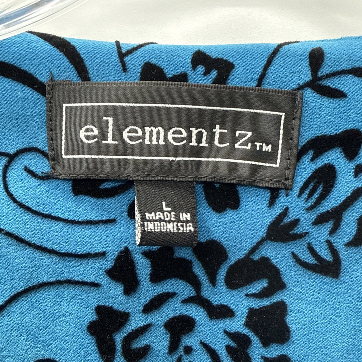 Elementz Women's Velvet Button Down Blazer Jacket LARGE Blue/Black