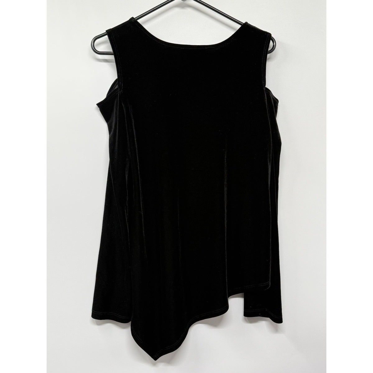 Karen Kane Black Velvet Asymmetrical Top L Cold Shoulder Soft Grunge Minimalist