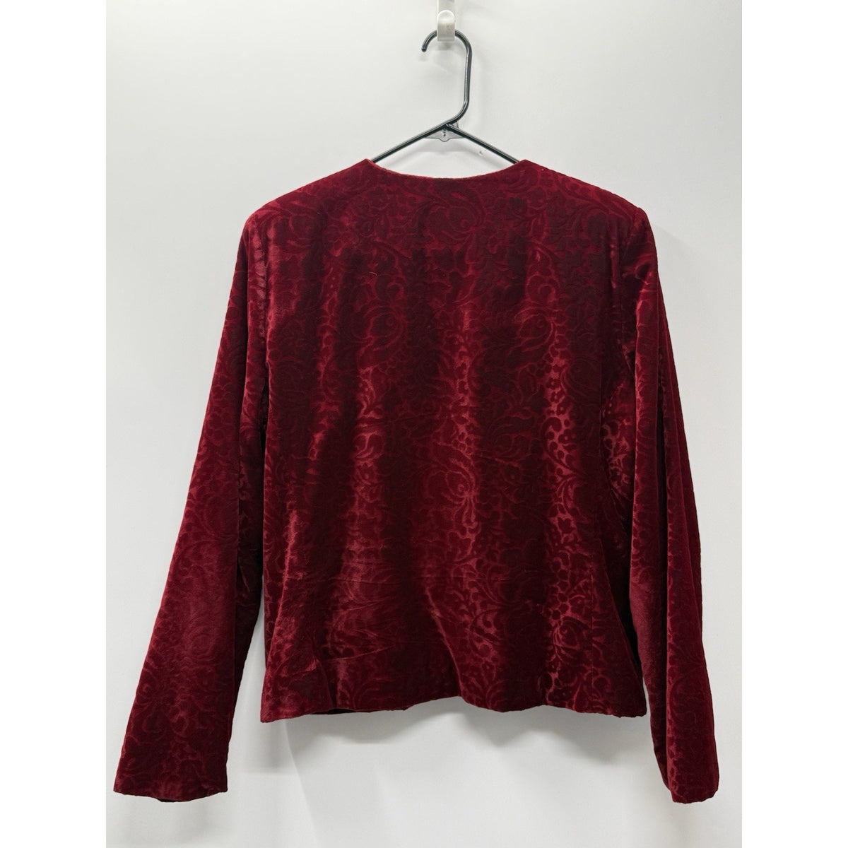 San Moire Red Burnout Velvet Jacket Womens Floral Evening Gothic Romantic 22