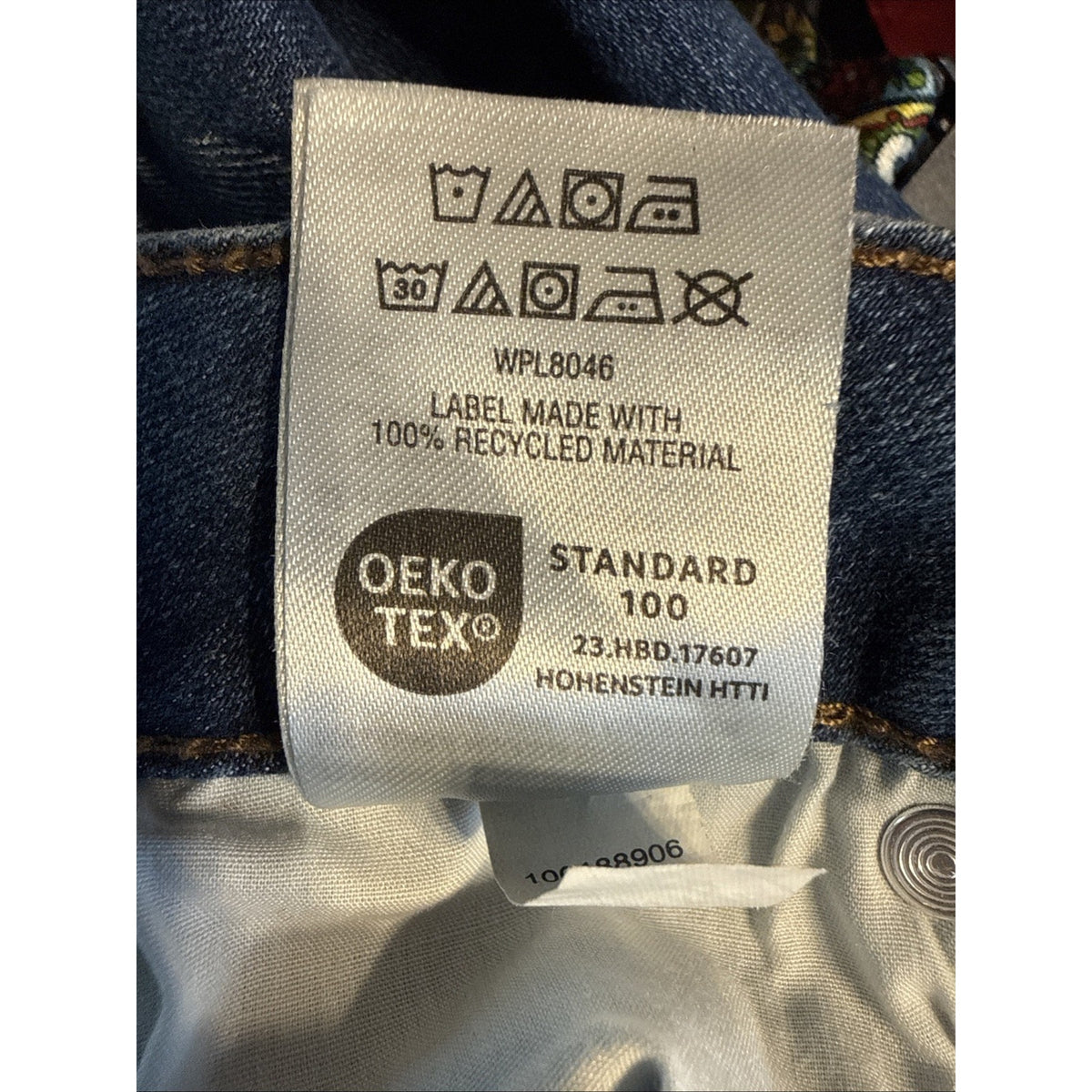 Style & Co. Womens Sz 14 Straight Leg Jeans Blue Floral Print 5 Pocket Boho