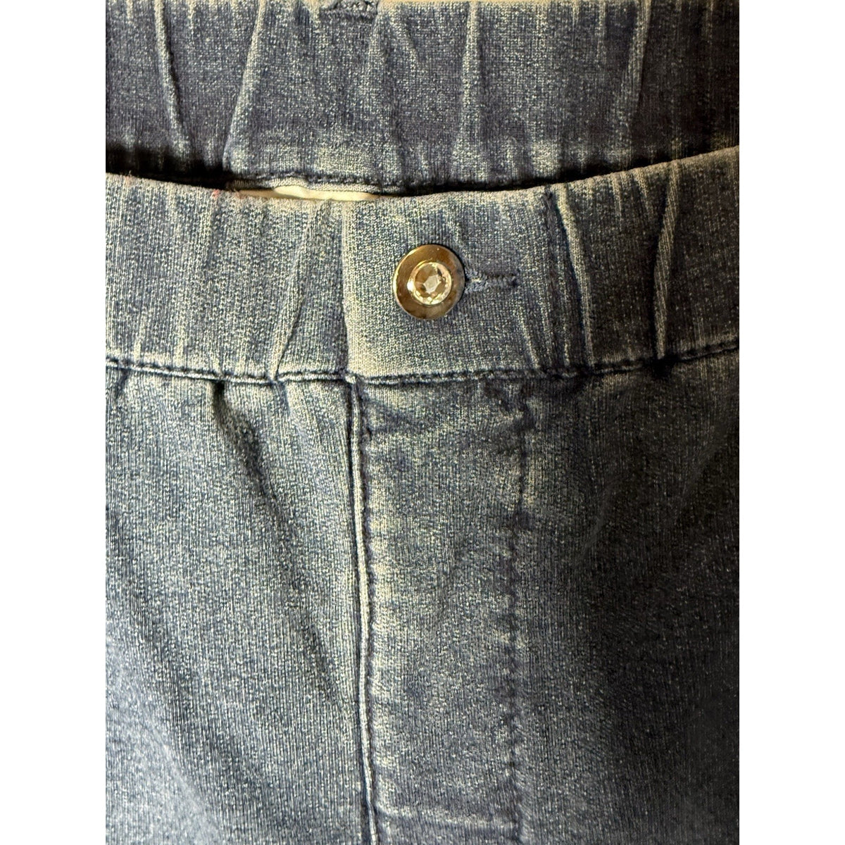 Quacker Factory DreamJeannes Jeans 1X Blue Rhinestone Heart Stretch Pull On