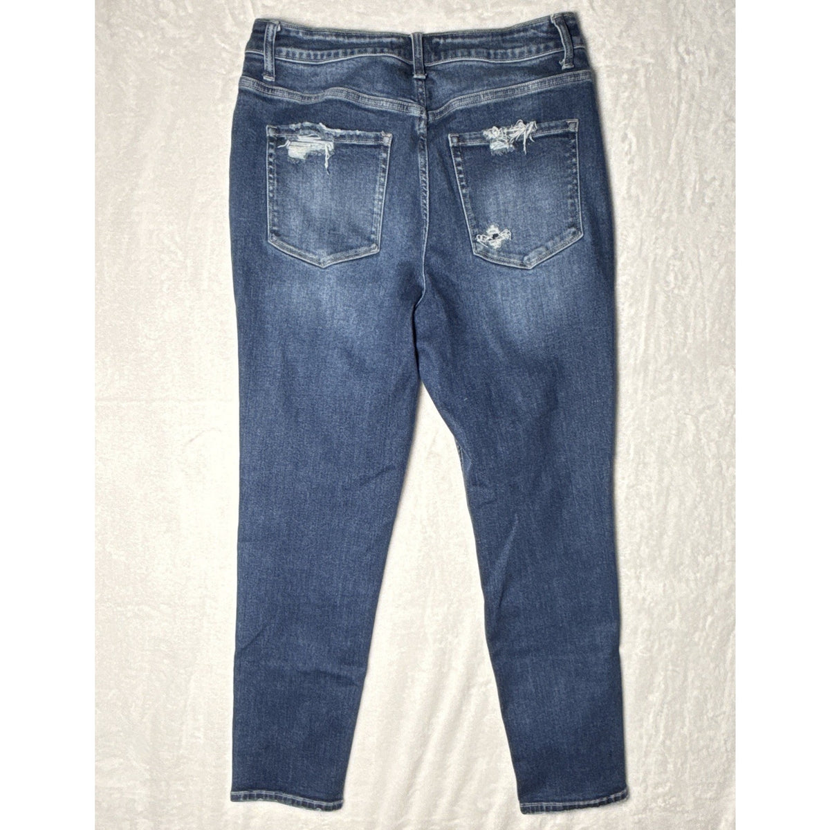 Flying Monkey Women's High Rise Distressed Stretch Skinny Jeans Blue Denim 29