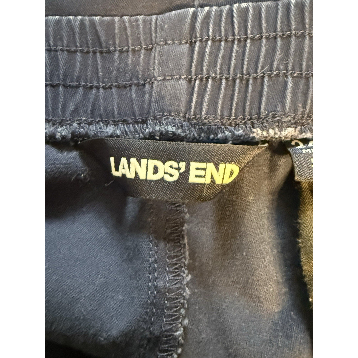 Lands’ End Womens Pull On Shorts 24W Navy Blue Elastic Waist Mid Rise Stretch