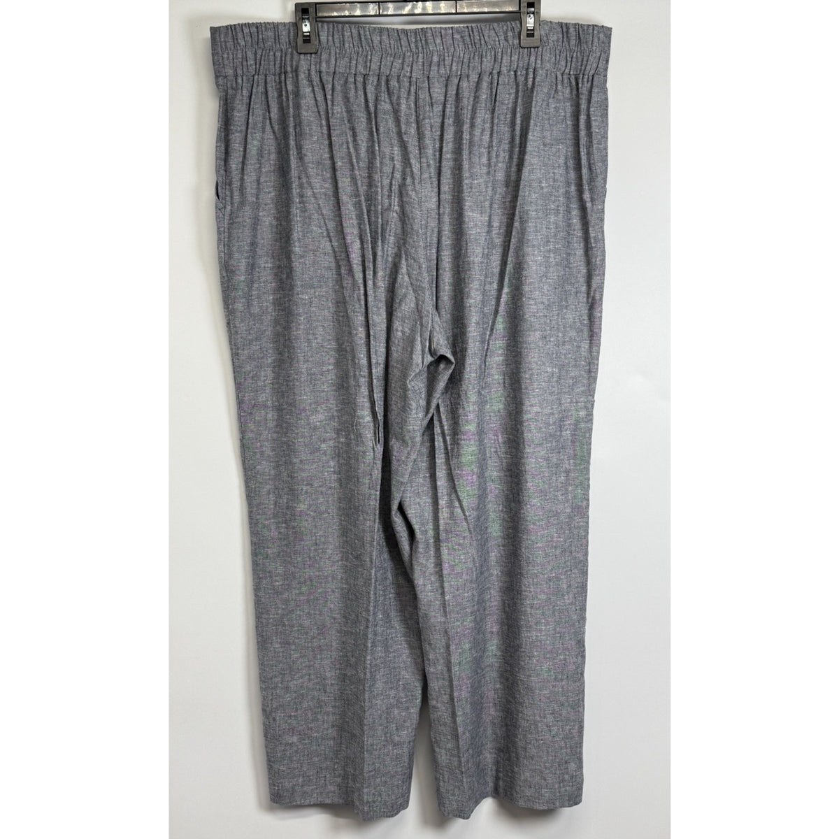 Zac & Rachel Women’s 2X Gray Linen Blend Pull On Pants Elastic Waist