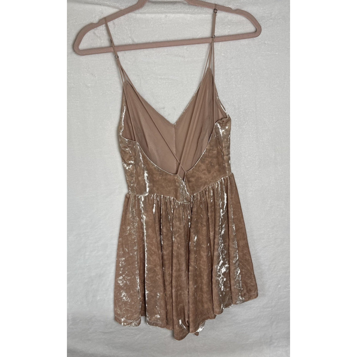 Silence + Noise Velvet Romper Sz L Blush Pink Crushed Velvet Coquette Balletcore