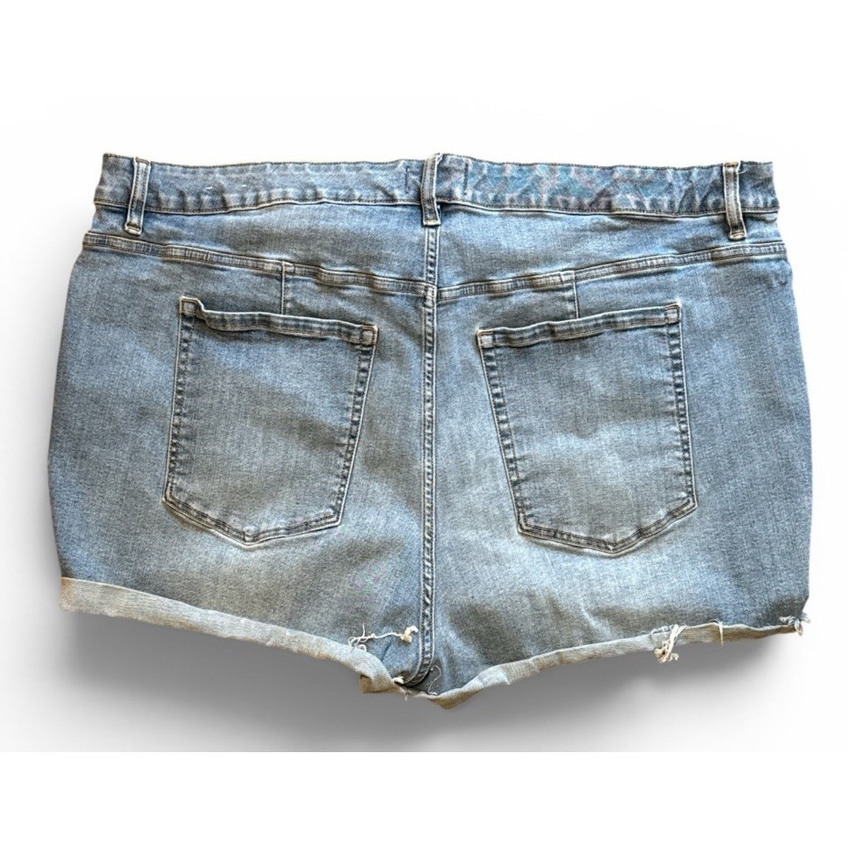 Lane Bryant Denim Shorts Plus Size 28 Mid Rise Cuffed Raw Hem Stretch Casual