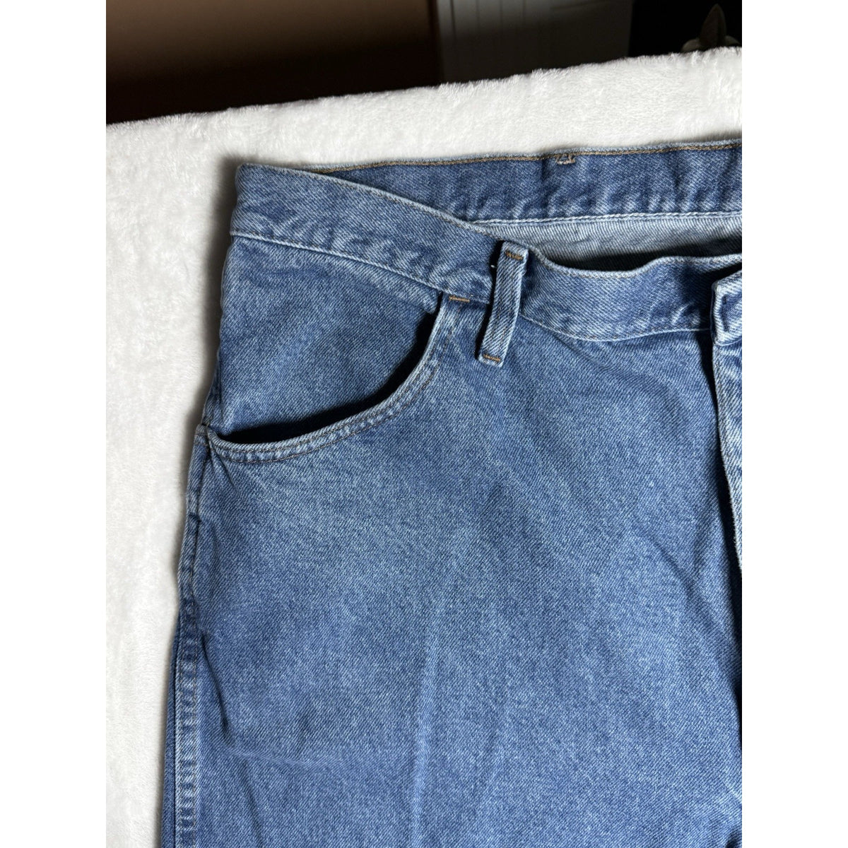 Rustler Men’s Jeans 42x30 Blue Straight Leg 100% Cotton Made in Mexico Denim