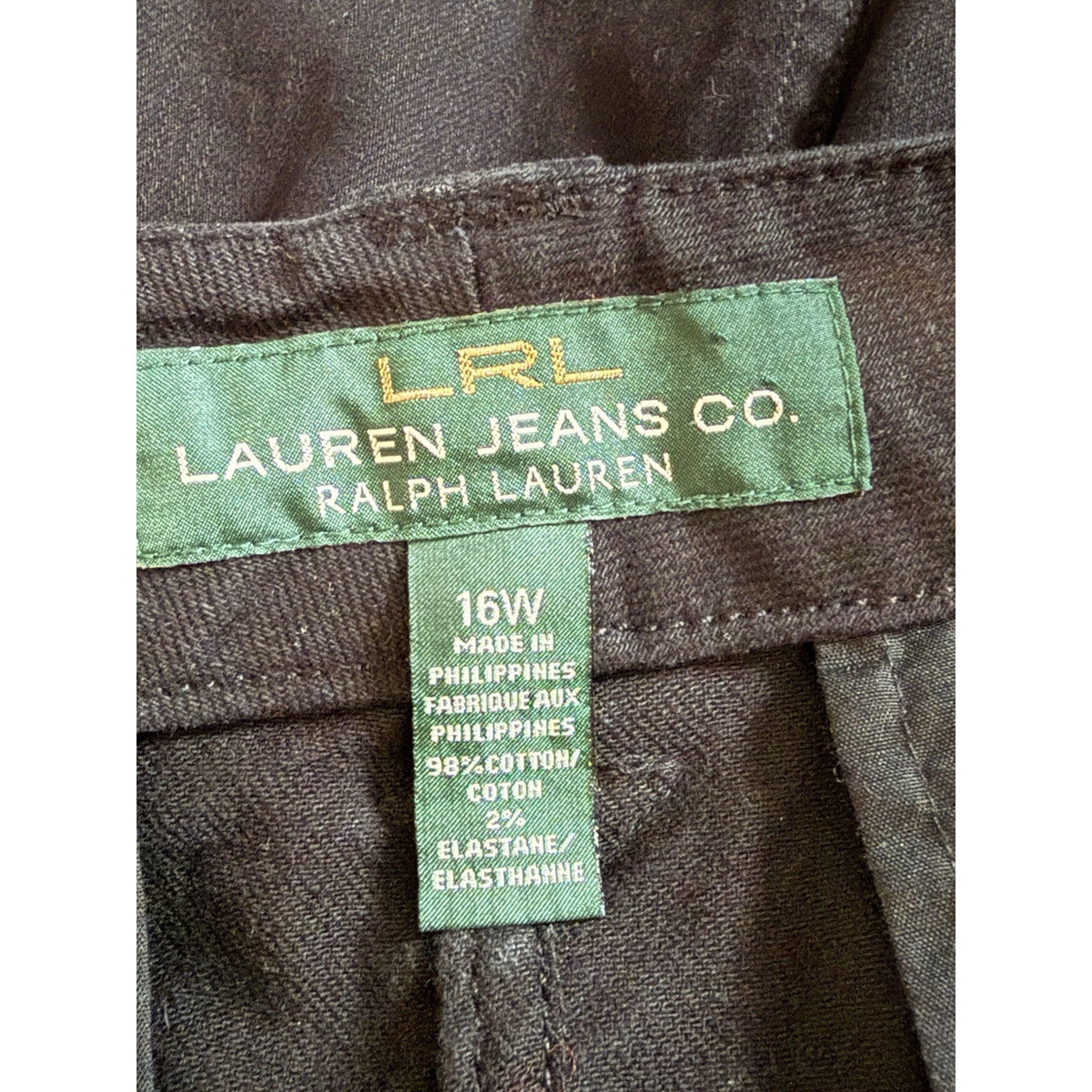LRL Lauren Jeans Co Black Coated Denim Pencil Skirt Women’s 16W Zip Pocket