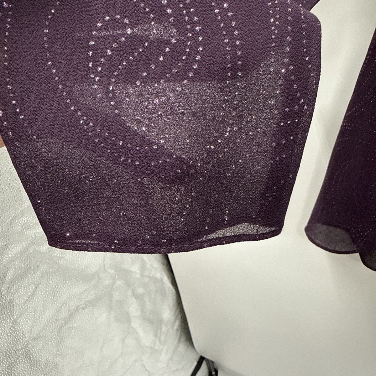 R&M Richards Size 12 Purple Sheer Beaded Glitter Open Front Jacket USA