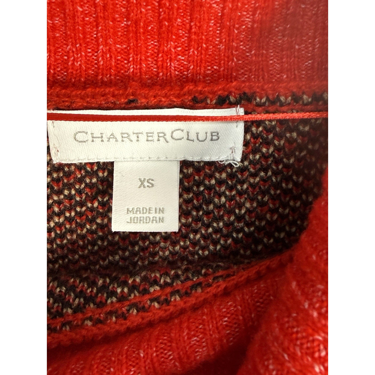 Charter Club Plaid Cowl Neck Sweater Womens XS Red Black Tan Cozy Knit