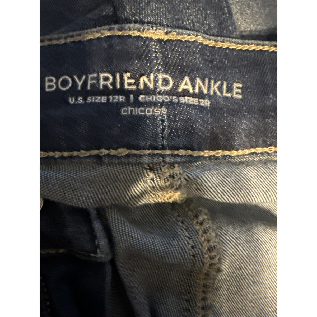 Chicos Women’s 12R Boyfriend Ankle Jeans Size 2R Cotton Spandex Stretch