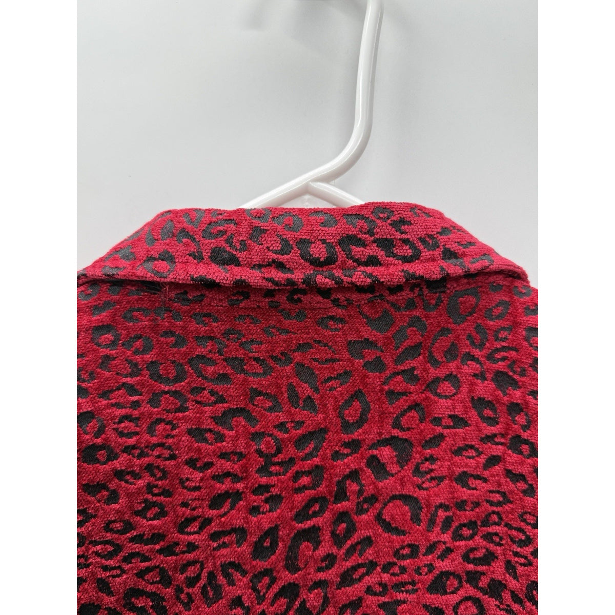 Molly & Maxx Woman 2X Red Black Leopard Print Zip Jacket Textured Plus Size