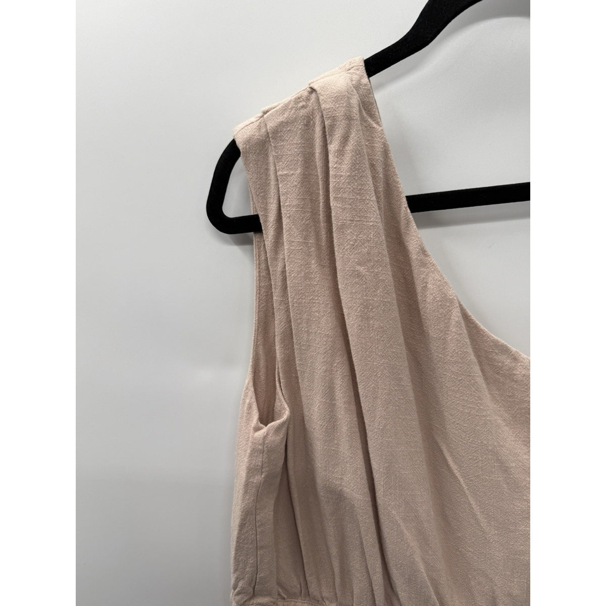 HEYSON Women L One Shoulder Wide Leg Jumpsuit Beige Taupe Boho Minimalist