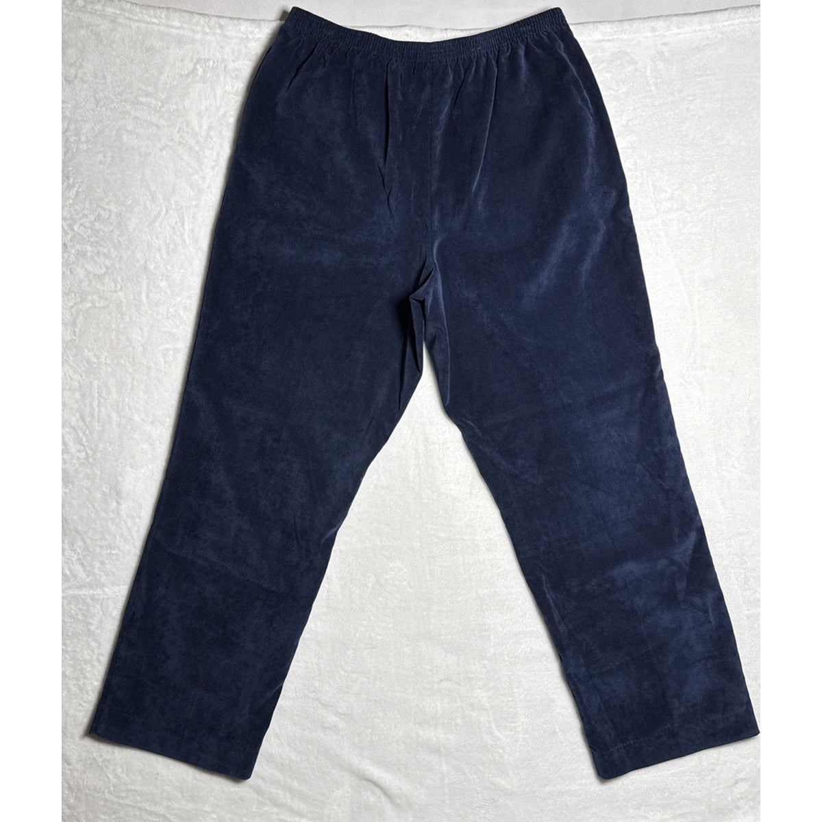 Alfred Dunner Dk Blue Corduroy Pants Sz 16 Pockets Elastic Waist Pull On Casual