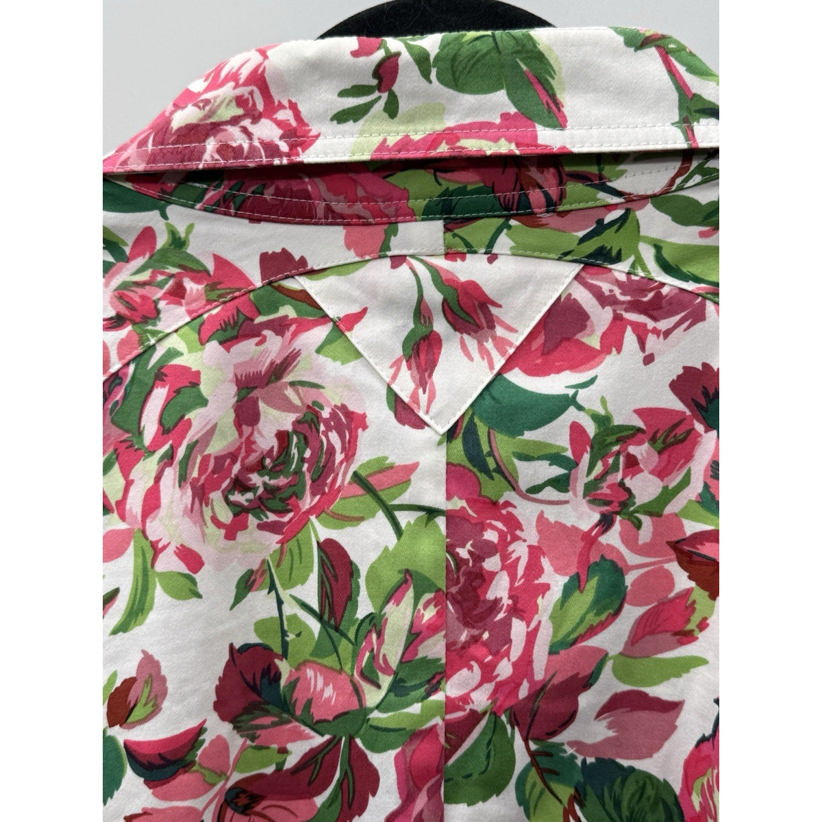 Just B Large Floral Utility Jacket White Pink Green Cotton Zip Front
