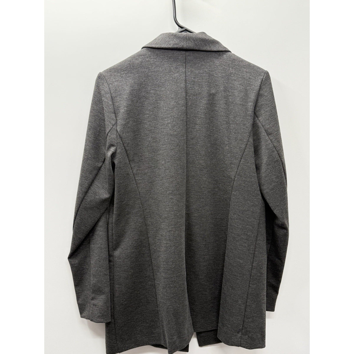 Apt 9 Women M Gray Knit Blazer Stretch Open Front Career Workwear Longline