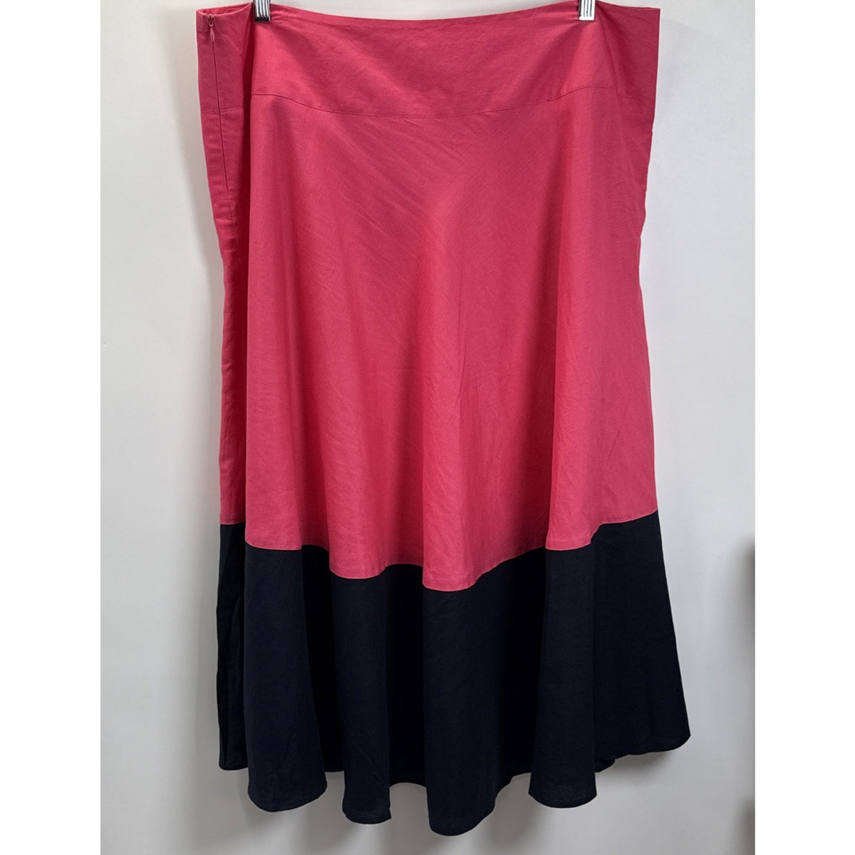 Ashley Stewart Linen Blend Maxi Skirt 20W Pink Black Colorblock Boho Resort