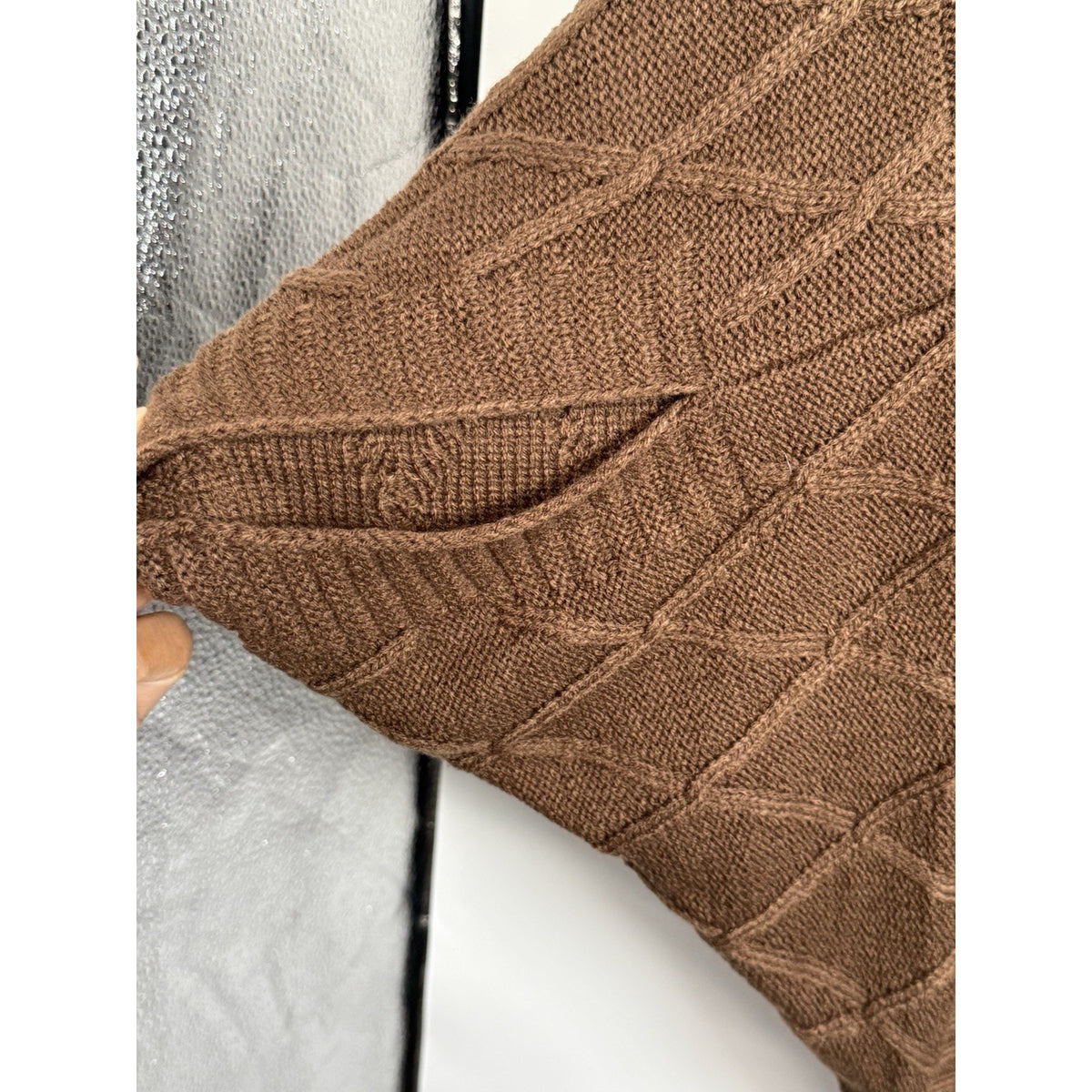 NWT St. John's Bay Women’s Size L Brown Button Sweater Poncho/Shawl
