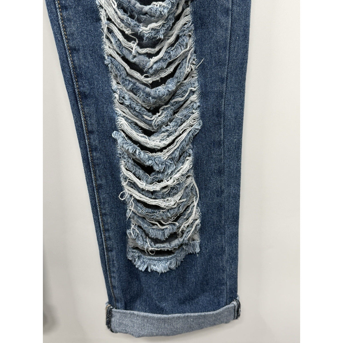 American Bazi Distressed Drawstring Jeans Women Size Large Blue Denim Grunge