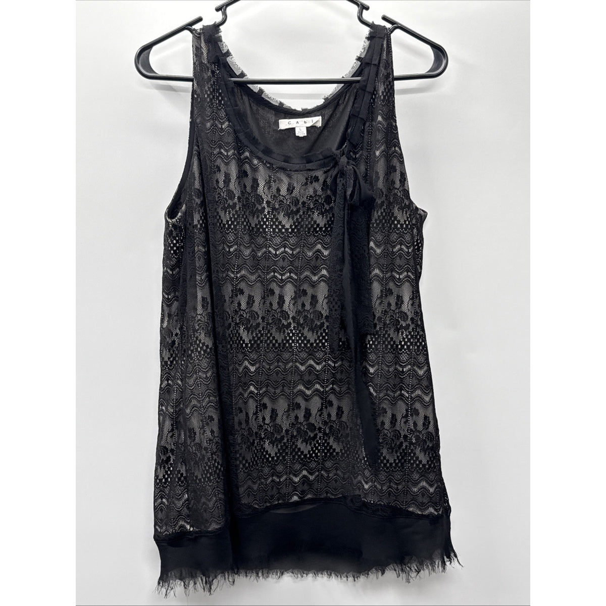 CAbi Blouse Top Womens L Black Lace Bow Whimsigoth Romantic Fairy 90s Romantic