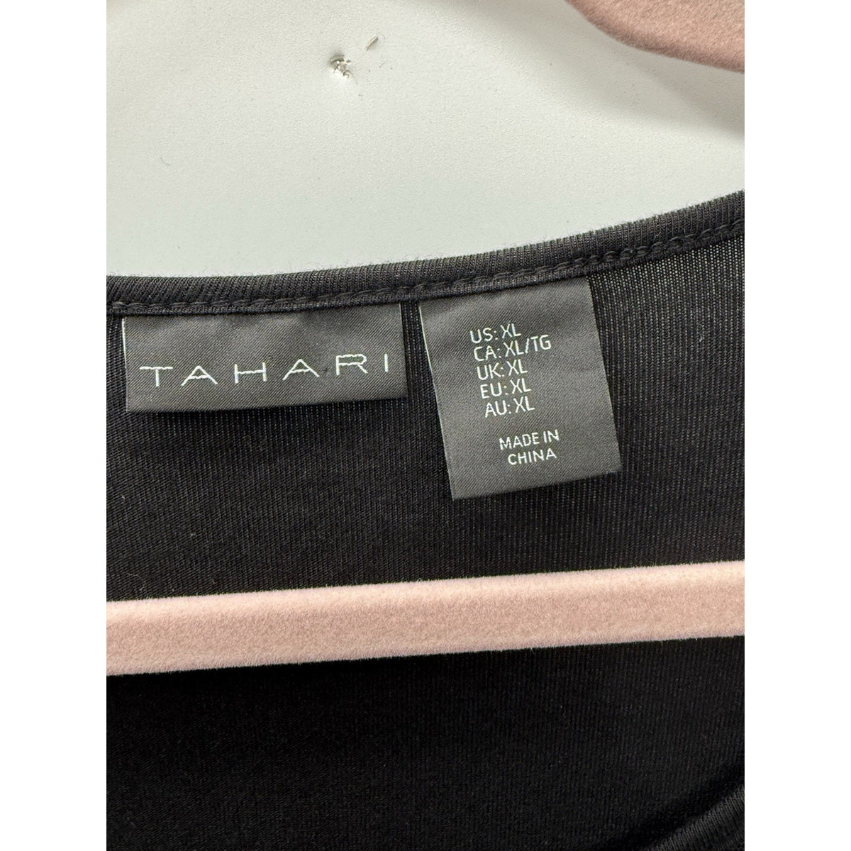 Tahari XL Black Long Sleeve V-Neck Sheer Insert Top Lagenlook Career Minimalist