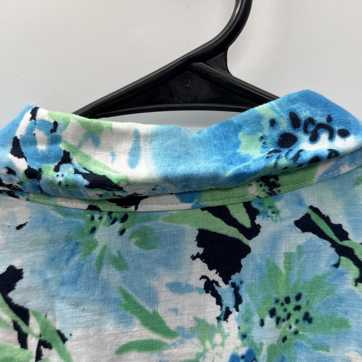 Jones New York Button Up Blouse Women Blue Floral Watercolor Linen Lagenlook 2X