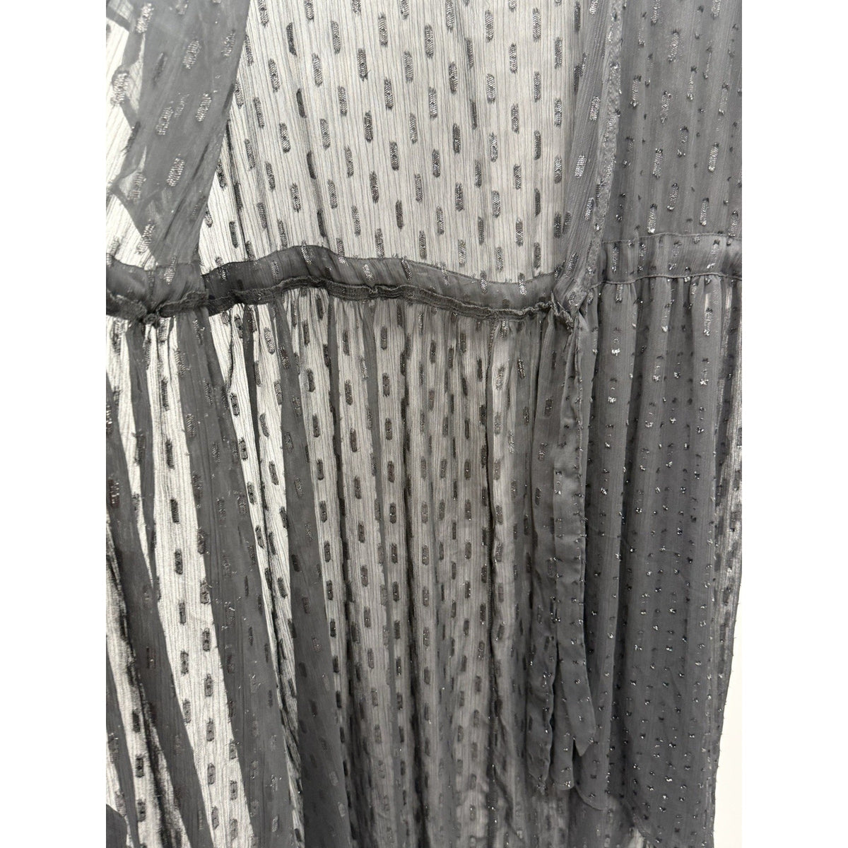 Cato 18 20W Sheer Black Duster Kimono Swiss Dot Tie Front Plus Size Boho