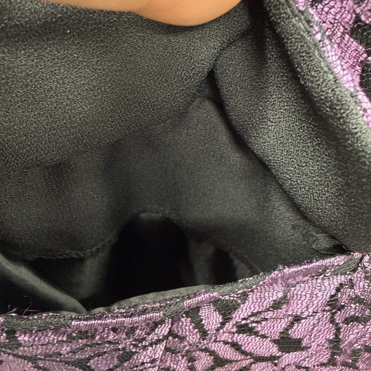 QPS Size 12 Purple Black Floral Brocade Blazer Jacket Pockets Lined Statement