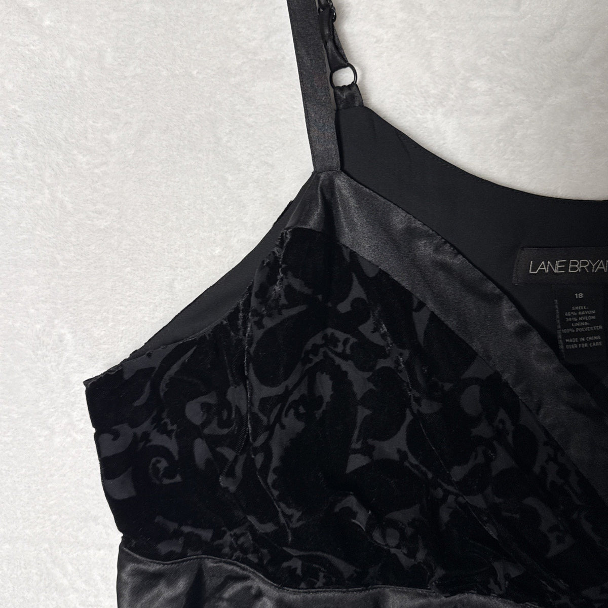 Lane Bryant Velvet Burnout Cami Top Women Plus Sz 18 Black Satin Tie Side Zip