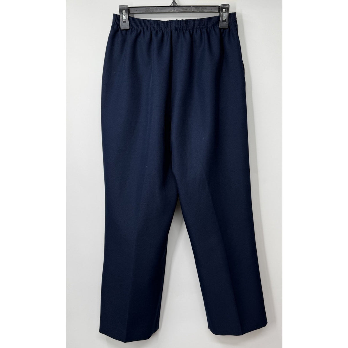 Alfred Dunner Women’s Pull On Dress Pants Sz 12 Navy Blue Elastic Waist Pockets