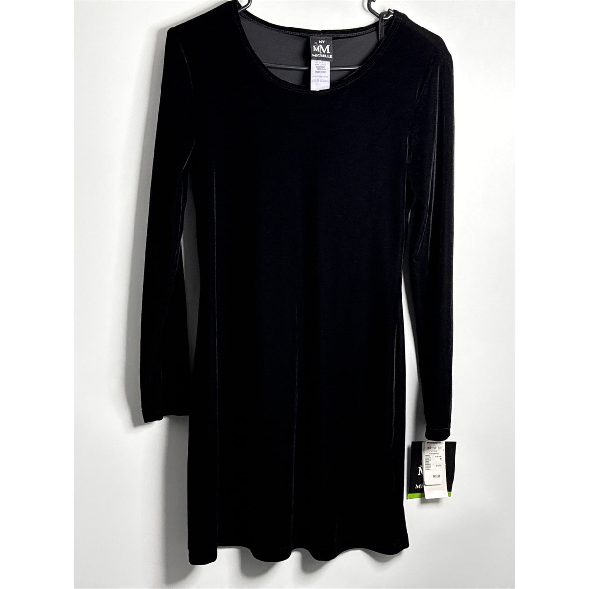 Vintage Y2K My Michelle Black Velvet Dress M NWT Long Sleeve 90s Minimalist