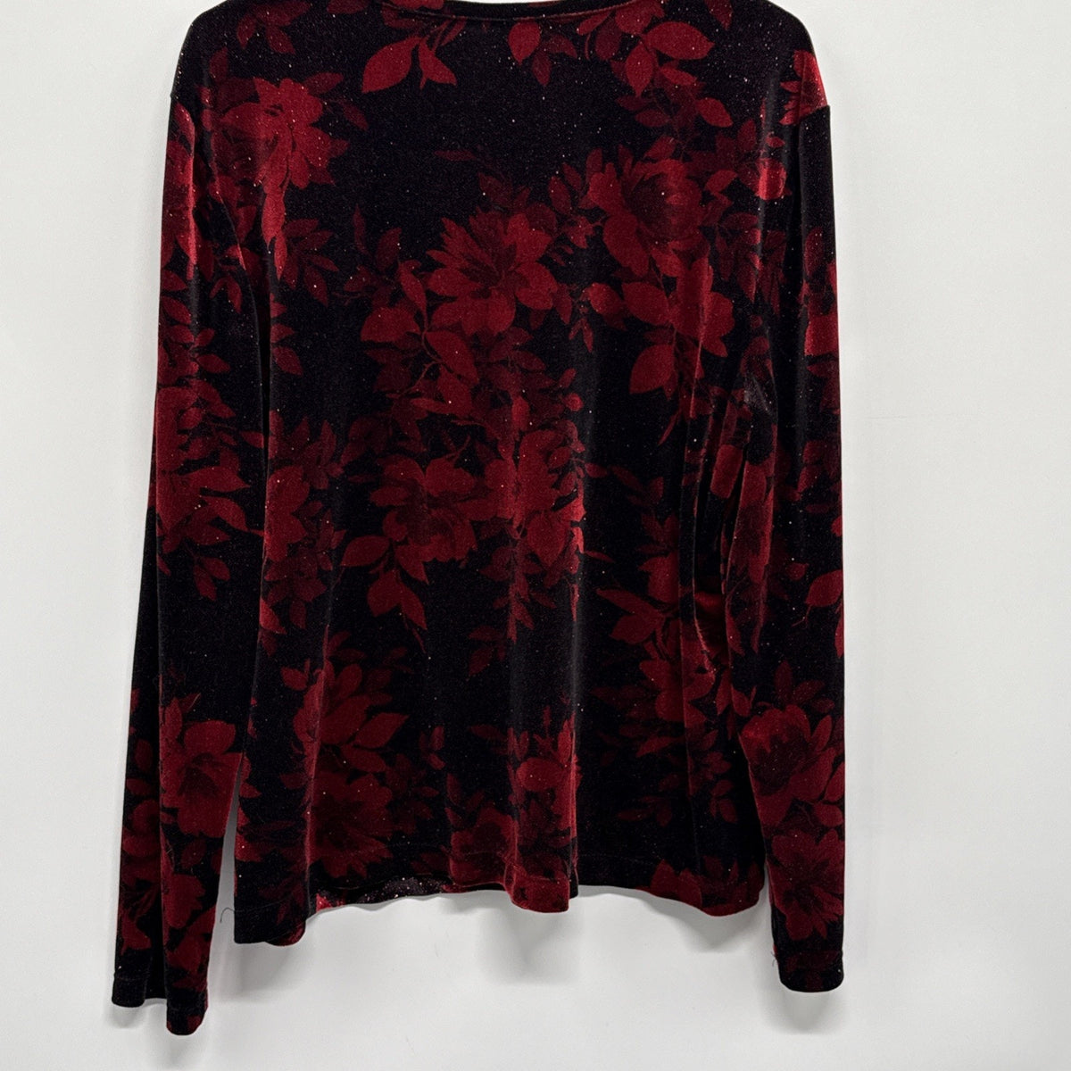 Floral Velvet Top Black Red Sparkly XL Dark Romantic Whimsigoth Fairy Grunge
