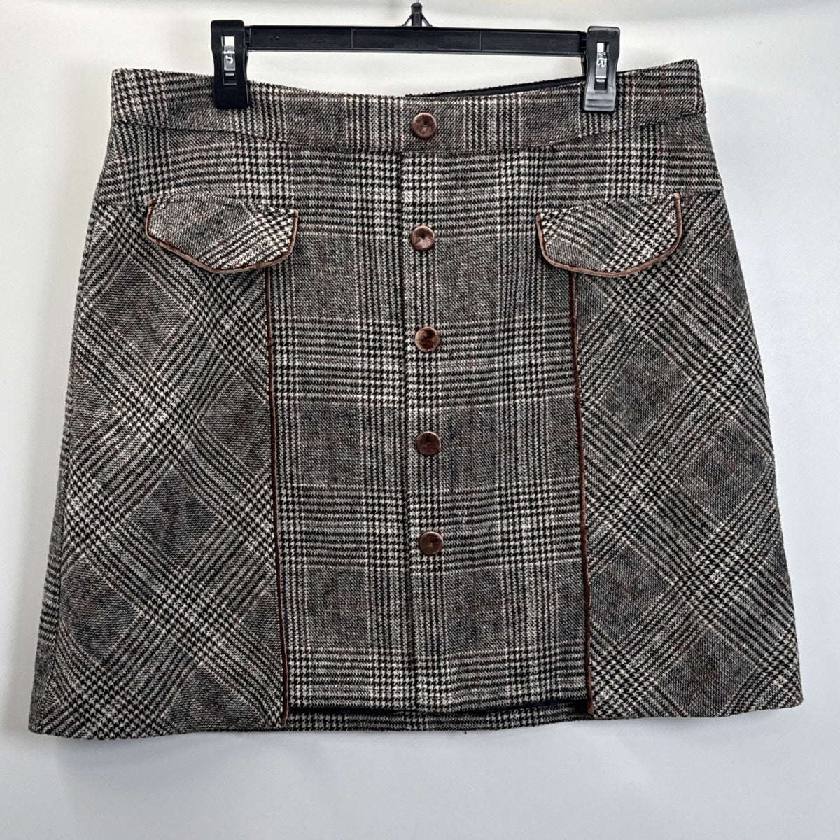 Bagatelle Collection Plaid Mini Skirt L Dark Academia Preppy Tweed Old Money