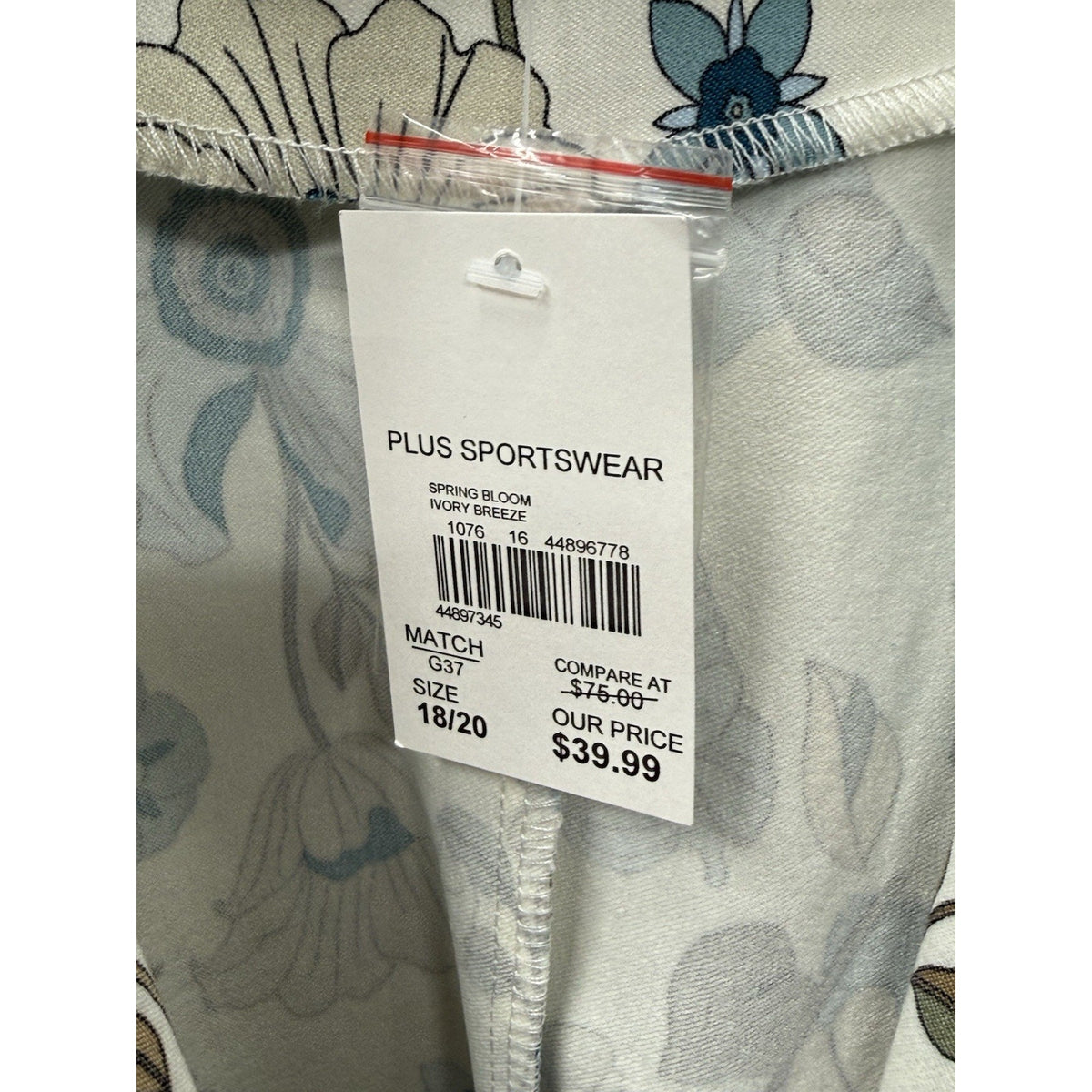 Floral Blue and Cream Women's Jacket size 18/20W on button lettuce edge cut NWT