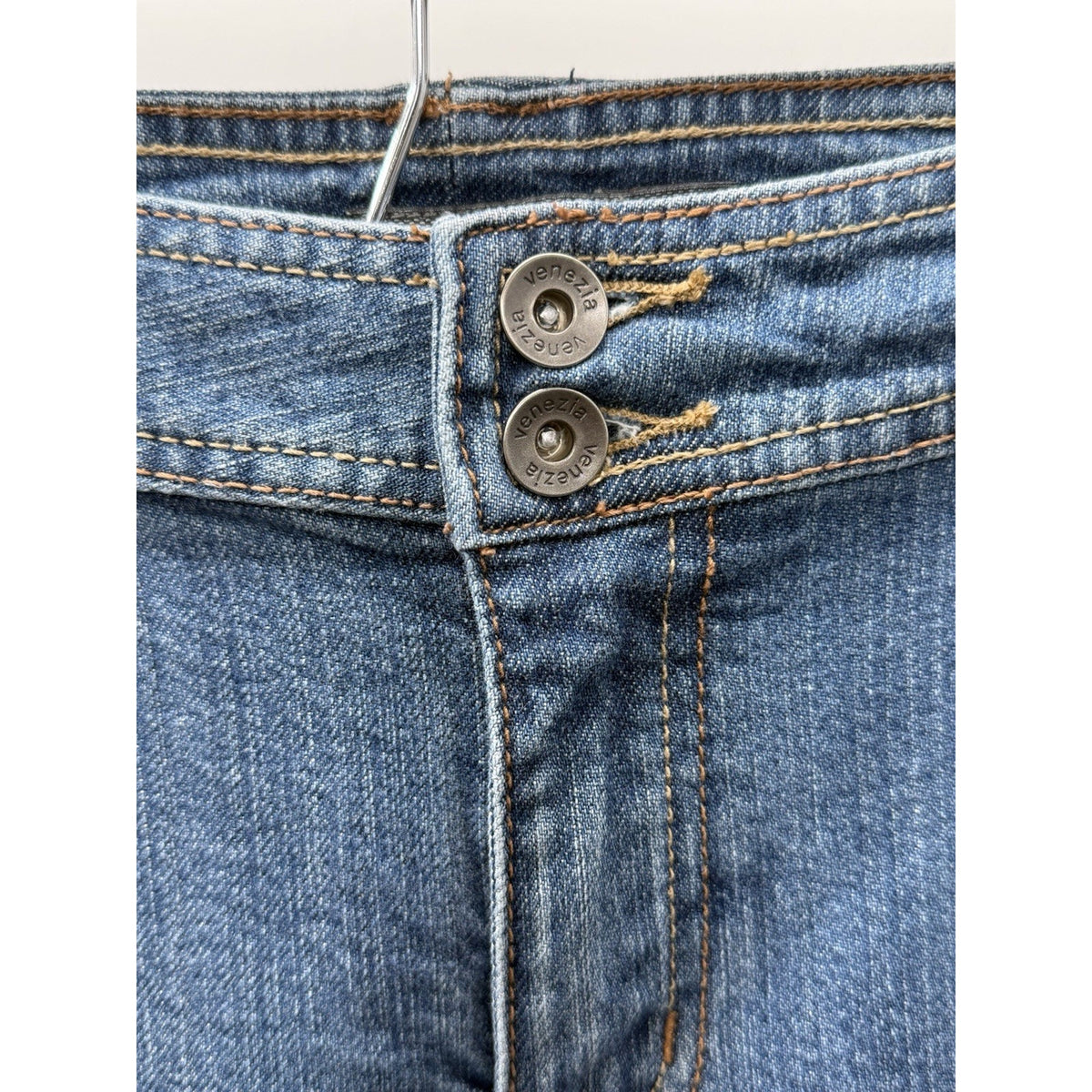 Venezia Jeans Capri Cropped Denim Pants Size 3 Blue Stretch Cuffed Stretch