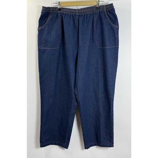 Blair Blue Jeans Women’s Elastic Waist Pull On Pants Plus Sz 22W 100% Cotton