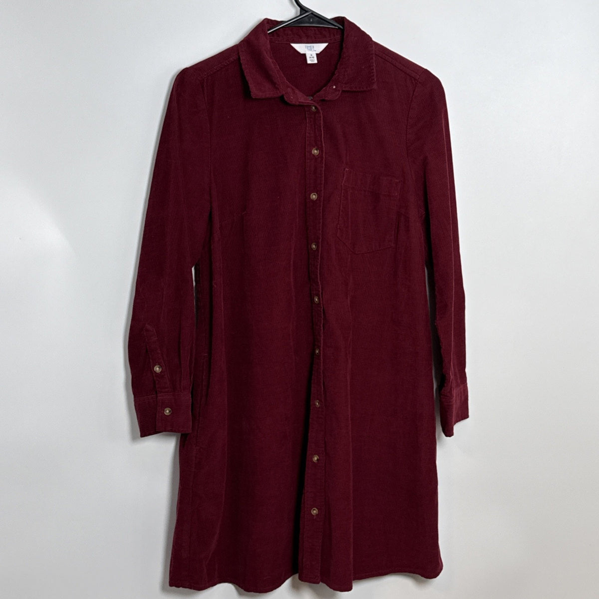 Time and Tru Women's cord dress wine punch red Size Small 4-6 mid- length