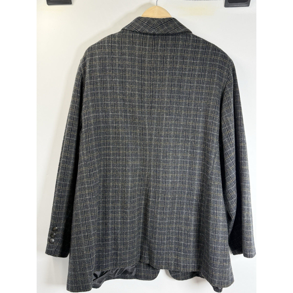 White Stag Wool Blend Plaid Blazer 26W Plus Dark Academia Classic Jacket