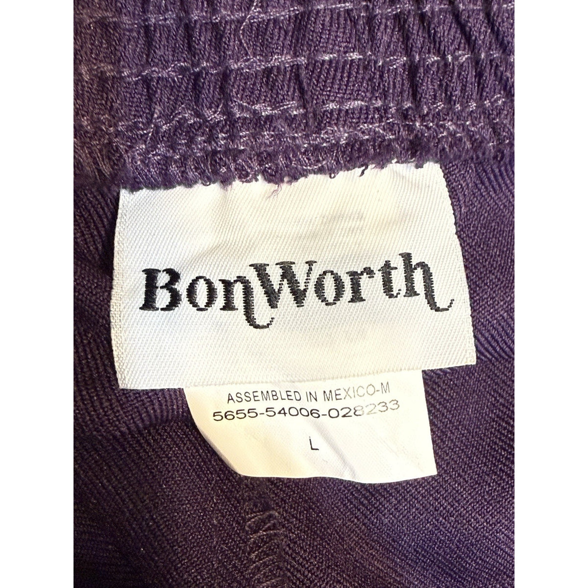 Bonworth Pants Women Size Large Purple Elastic Waist Pull On Pockets Polyester