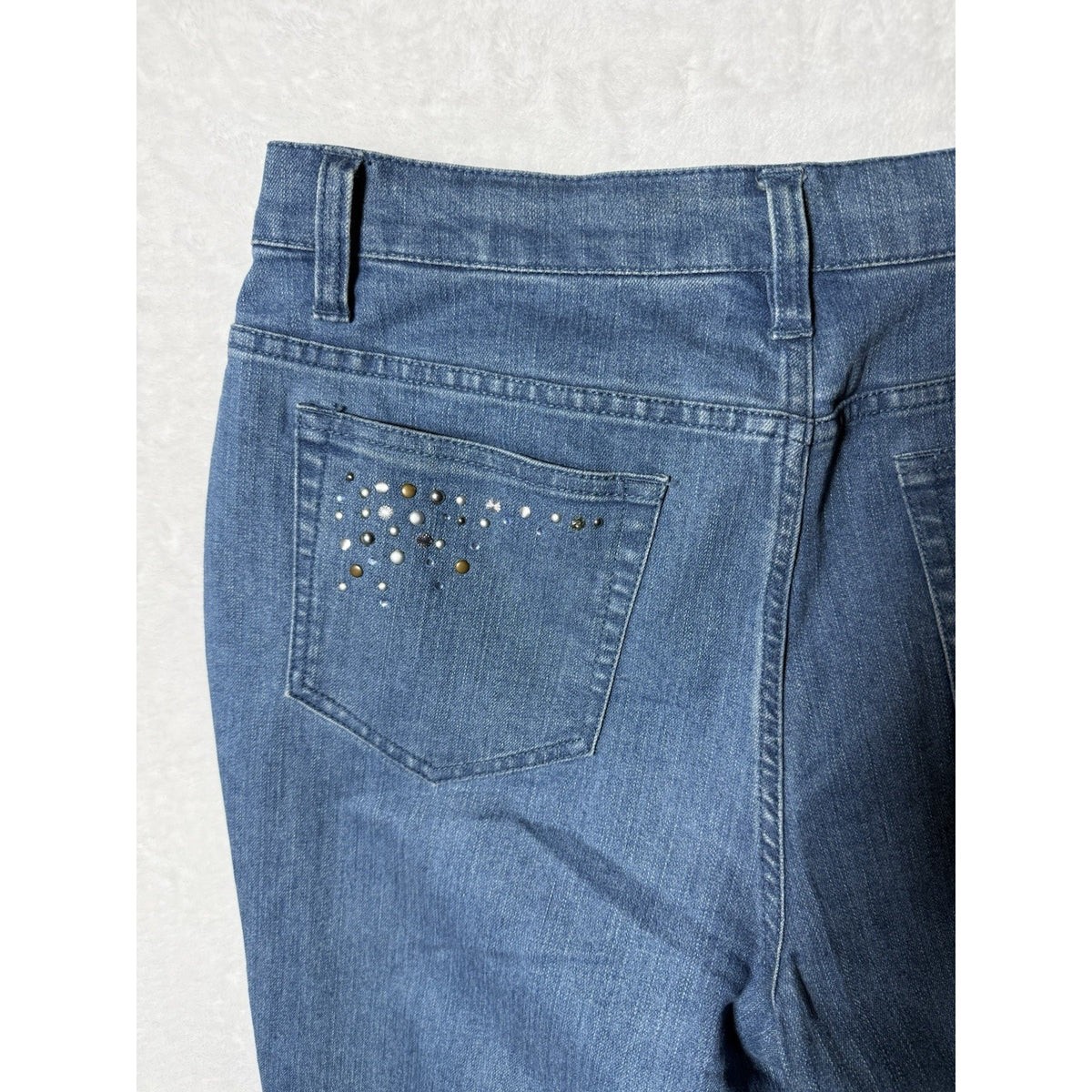 D&Co Denim Company Women’s Jeans Size 10 Bootcut Rhinestone Studded Pockets