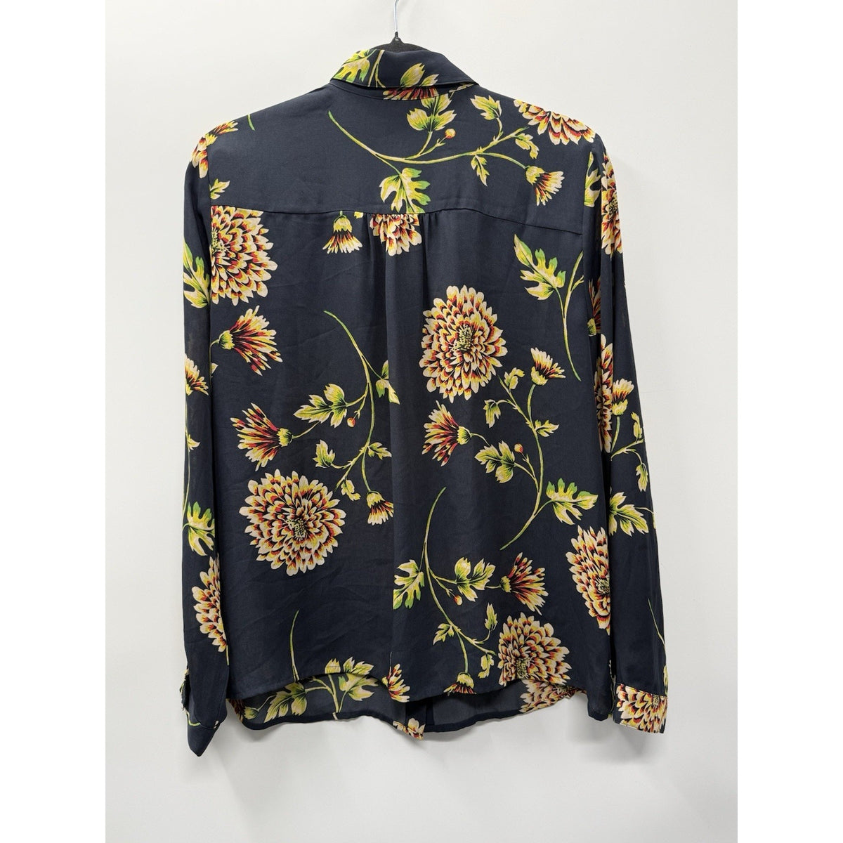 Cabi Shirt Women’s Button Up Daisy Floral Blue LS Size Medium Polyester Boho