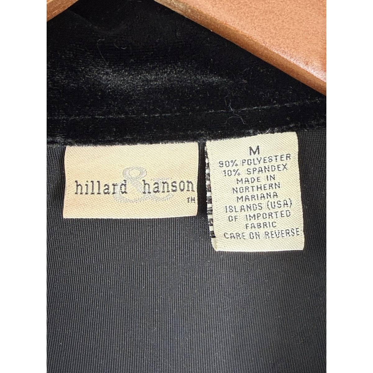 Hillard & Hanson Black Velvet Button Front Top M Stretch Soft Classic Minimalist